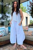 Sandbar Linen Blend Barrel Culotte Pant White